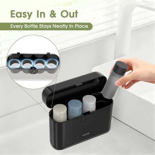 HUITAI Travel Bottles with Case, 4x2oz TSA Approved, Leak-Proof, Press to Unlock, Compact & Portable Travel Toiletries (Black) by HUITAI - Image 6