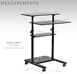 VIVO Mobile 28 dans la station de travail de bureau debout, chariot portable réglable en hauteur avec rangement, noir, CART-V02DB | Bureau compact réglable en hauteur, chariot portable roulant avec rangement, cales 132 Lbs