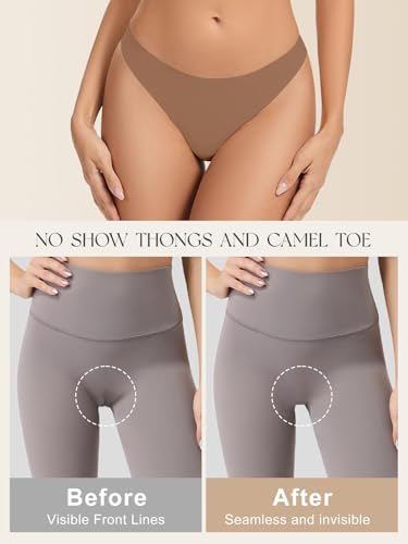 Image of Seamless Camel Toe Thongs for Women No Show Thong Panty Liners Invisible Breathable Camel Toe Concealer Underwear