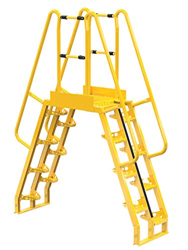 Vestil COLA-5-68-20 Steel Alternating Crossover Ladder 16 Step 68 Degrees 78 In. x 102 In. 350 Lb. Capacity Yellow