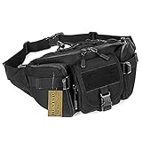 Huntvp® Taktische Gürteltasche Sport Hüfttasche Molle Bauchtasche Wasserabweisend mit Reißverschluss für Outdoor Laufen Reise Wandern Radfahren Camping, Schwarz-L
