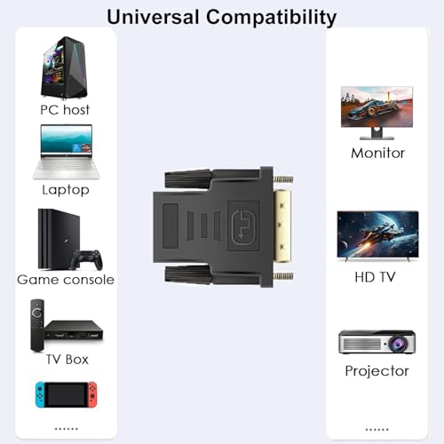 Ticenpe DVI auf HDMI Adapter, DVI-D Stecker zu HDMI Buchse Adapter 1920x1200 1080P, Bidirektionale Konvertierung DVI (24+1) auf HDMI-Konverter für PC, Monitor, Laptop, Fernseher, Projektor, 2 Stück