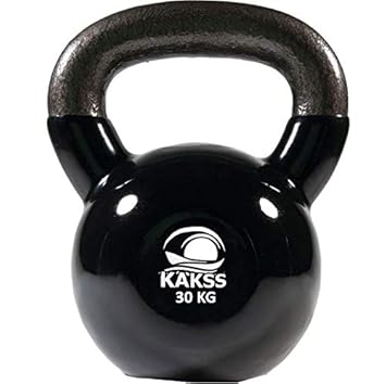 Kakss Vinyl half coating Kettle Bell for Gym & Workout (Proudly Made in India) (30 KG (Black))