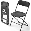 Black Folding Chairs 4 Pack, Plastic Folding Chairs for Outside, Heavy Duty Foldable Chairs, Sturdy Metal Folding Chairs, 350 lbs Capacity, for Patio, Garden, Party