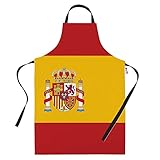 Funny Aprons for Men Spanish Flag BBQ Cooking Apron Kitchen Gift