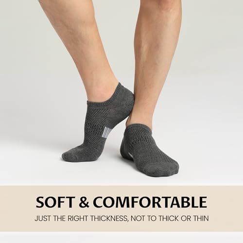 Sunew 8 Pairs Womens Mens No Show Socks Low Cut Cushioned Non Slip Invisible Boat Socks for Running Working Black White Dark Grey Beige Medium — view 6