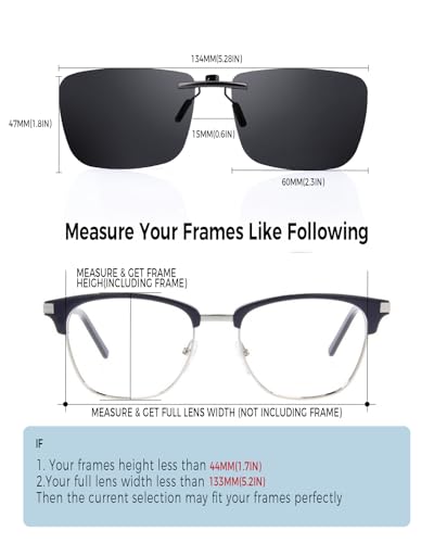 Image of Polarized Clip on Sunglasses Over Prescription Glasses for Men Women Rimless Compact Fit Non-Flip Up