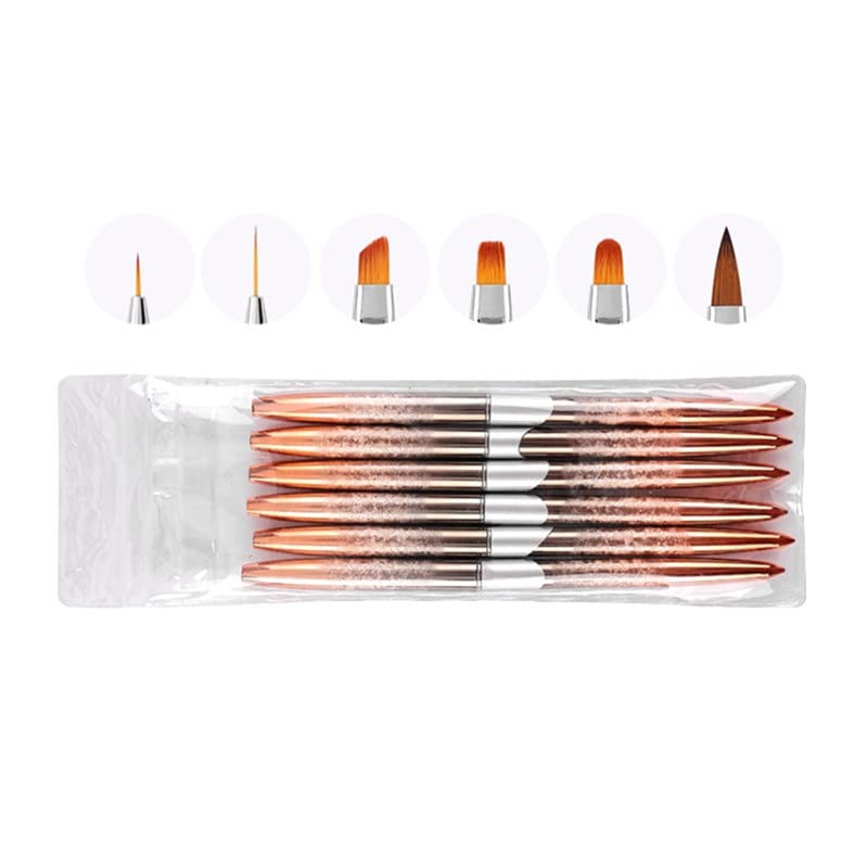 GRETD 6 Stil Nail Art Pinsel Malerei Zeichnung Blume Liner Linien Gitter Stift Gradient Wohnung Runde Kopf Gel Tipps 3D… – Bild 5