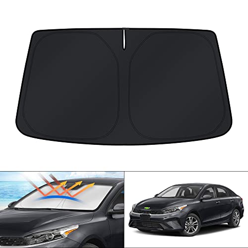 Image of KUST Windshield Sun Shade for Kia Forte Accessories 2019-2024 Window Sunshade Sun Visor Protector Foldable Blocks UV Rays Keep Your Car Cooler