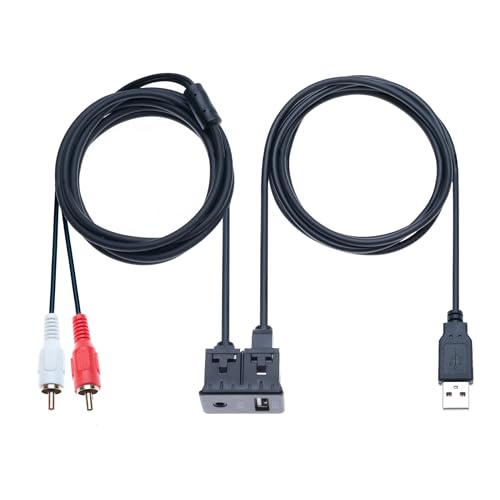 Keple USB RCA Flush Mount Cable 1M USB 2.0 Male to Female and 2 Two RCA Male to 3.5mm Female