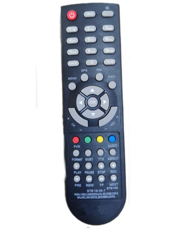 Set top Box Remote Compatible Signet/Vasai Cable/Subodhya/D-B-JEE/Pune cableNew TvR-105(NO Voice Command)(Same Remote Only Will Work)(Before Buy Check All Images)