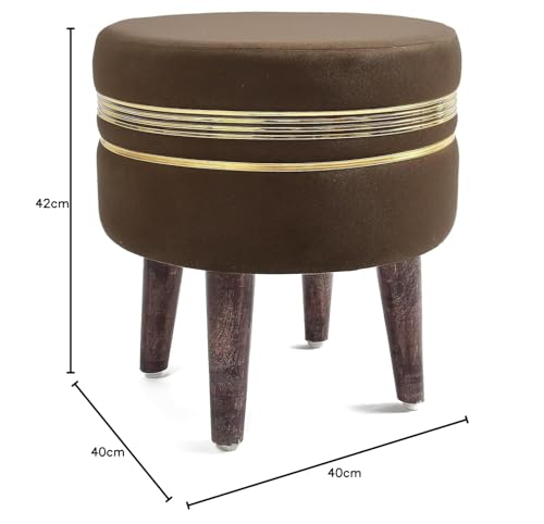Image of NACIA Wooden Ottoman Stool for Living Room, Ottoman pouffes for Sitting, Puffy Chair Bench for Home Decor, Stools & Ottoman, Footrest Pouf Foot Stool for Office Room Decor, (16 inchx16 inchx17 inch, Coffee)