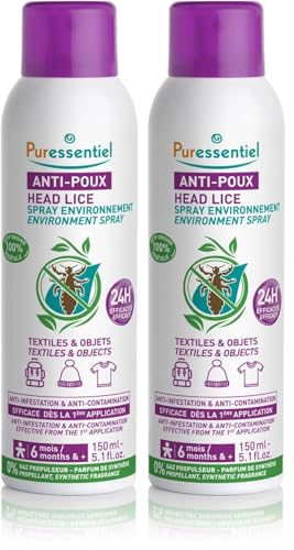 Puressentiel – Spray Textiles Anti-Poux – Elimine et prévient l’infestation – Textiles, voiture, vêtements – Actif 100 pourcent d'origine naturelle...