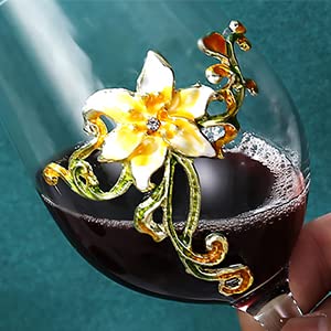 Jessie Enamel Flower Gin Balloon Glass Wine Glass Birthday Mothers Day Gifts (Pink Lily) #TOP3