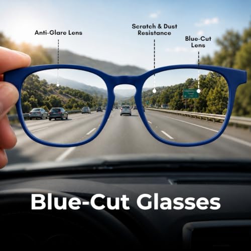 Image of 3 in 1 Clip On Sunglasses for Men & Women | Classic Lightweight Square Frame Zero Power Eyeglasses | Polarized Lens with UV400 | Night Vision Clip On for Driving