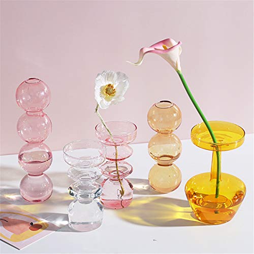 JSPYFITS Hydroponic Flower Vase, Three Balls 6.5” Tall Transparent Plant Glass Pots, Suitable Weddings/Party/Events/Decorating Home Office or Dinning/Living Room(Pink) - Image 2