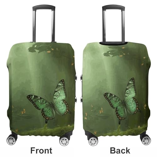 Green Forest Butterfly Luggage Cover Washable Elastic Suitcase Cover, Anti Scratch Personalized Suitcase Protectors, Fashion Baggage Covers For Travel3