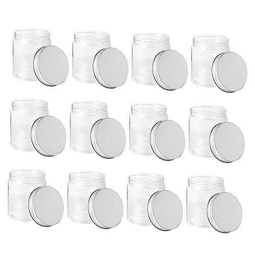 MAGICLULU 12pièces Lot De Bocaux Hermétiques Transparents Avec Couvercles Aluminium Pots Alimentaires Étanches Pour Céréales Noix Et Épices Bocaux De Rangement Domestique Anti-humidité
