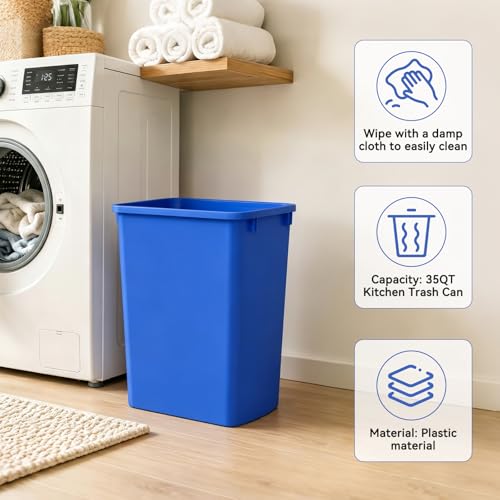 Image of ROOMTEC 35QT Kitchen Trash Can,Sturdy and Lightweight Slim Trash Can,1-Pack