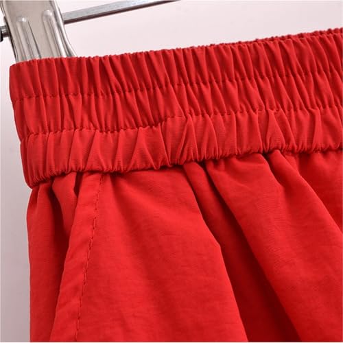 Summer Casual Women's Wear Simple and Fashionable Solid Color Wide Swing Midi Half Skirt3