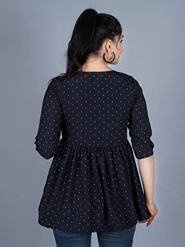 Image of BLACK MACY Women's Rayon Anarkali Regular Fit Top