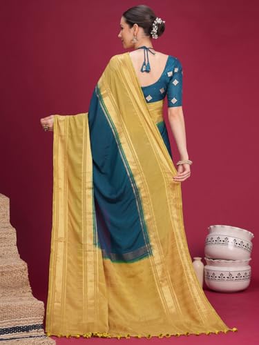 Image of AKHILAM Women's Mysore Silk Ombre Woven Design Saree With Unstitched Blouse Piece (KUSUM4101 NSM Parent)