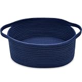 ABenkle Small Basket with Handles, Boho Decorative Rope Woven Dog Cat Toy Storage Bin Shelf Storage Organizer, Easter Christmas Gift Basket, 12'x8'x5'