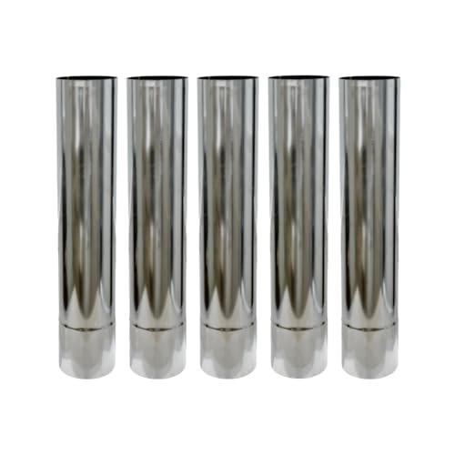 Wood Stove Pipe 2.36" Stainless Steel Chimney Flue 5 pcs Extension Stovepipe for Outdoor Camping