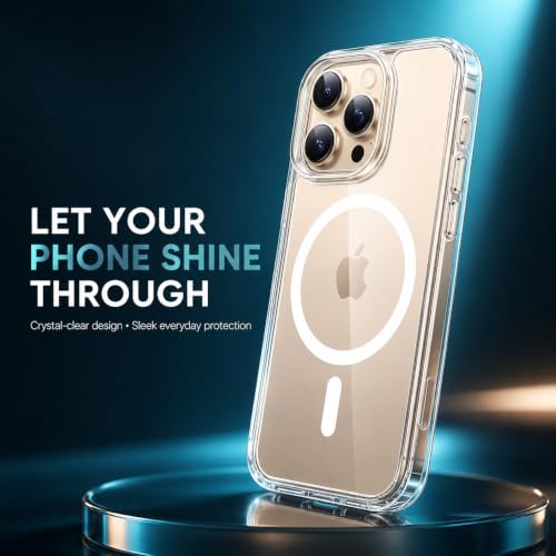 Image of MAGA Back Case Cover for Apple iPhone 16 Pro Max, Crystal Clear Magnetic Case Compatible with MagSafe, Hybrid Hard PC Back & Soft TPU Bumper, Shockproof Protective Cover - Clear