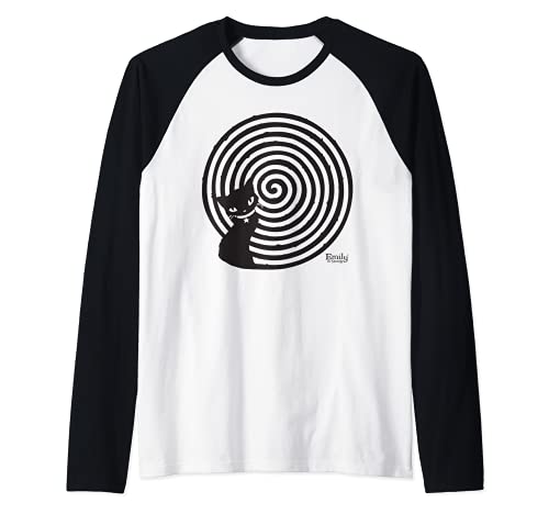 Hypno Kitty Raglan Baseball Tee, Black