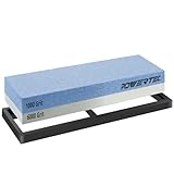 POWERTEC Piedra de afilar cuchillos – Piedra de agua de grano doble 1000/6000 con base de goma antideslizante para afilar cuchillos de cocina, maquinillas de afeitar, cinceles, tijeras, hacha, hacha