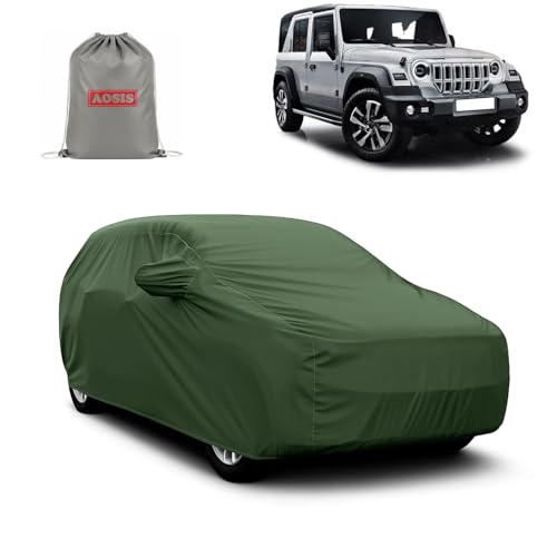 Image of AOSIS 'Waterproof' Car Cover Compatible with Mahindra Thar Roxx MX Series /AX Series 300 GSM Uly Coated Thick Fabric 4X4, Adjustable Belt Buckle, Elastic Grip