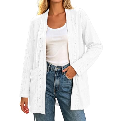 Cárdigan de punto para mujer con bolsillos y diseño ligero monocolor
