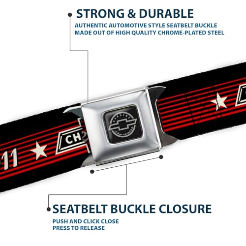 Image of GM General Motors Seatbelt Buckle Belt, Chevrolet Bowtie Since 1911 Stars Stripe