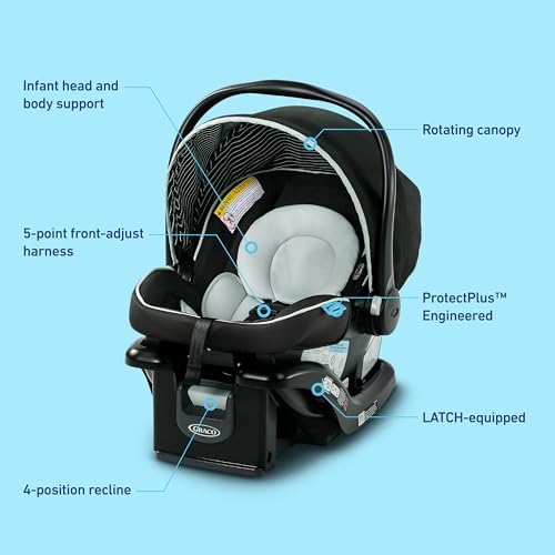 Graco SnugRide Lite LX Infant Car Seat, Lightweight Rear-Facing Seat for Babies 4–30 lb, 4-Position Adjustable Base, Latch Installation & ProtectPlus Engineered, Studio — view 6