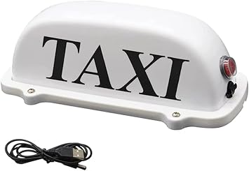 Taxi Sign USB Rechargeable Battery Taxi Top Light Roof Taxi Sign with Magnetic Base Waterproof Taxi Sign Light White