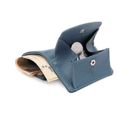 RFID-Blocking Women's Tri-Fold Small Wallet – Compact Purse with Coin Pouch, 6 Card Slots & Cash Compartment (Blue)