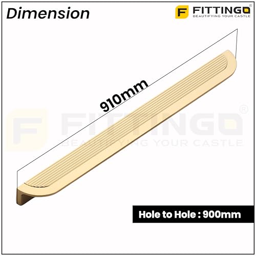 Image of VEZEL Aluminium Wardrobe Handle - Modern Cabinet Pull for Wardrobe, Cabinets, Drawer & Cupboard Furniture, (PVD Gold) - 900mm - Pack of 2-| 3 Years Warranty |