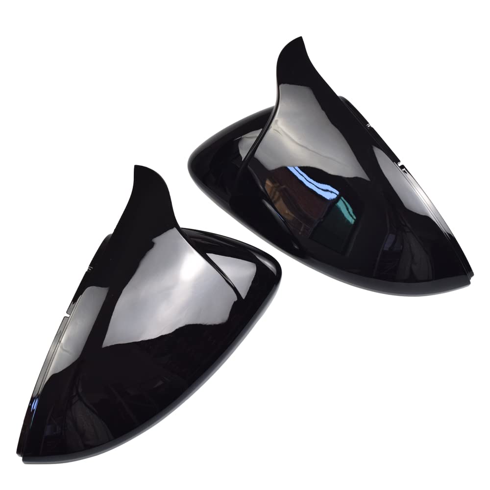 1 par de carcasas para espejo retrovisor de coche para VW Golf MK7 7.5 GTI 7 Golf 7 R 2013-2020 para T-ouran L 2016-2019 (Negro Brillante)