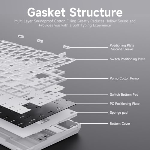 Image of Ajazz AK820 TKL 75% Hot Swappable Mechanical Keyboard with Volume Knob, Gasket Mount Wired Gaming Keyboard, Pre-lubed Linear Switch, South-Facing RGB, PBT Keycaps