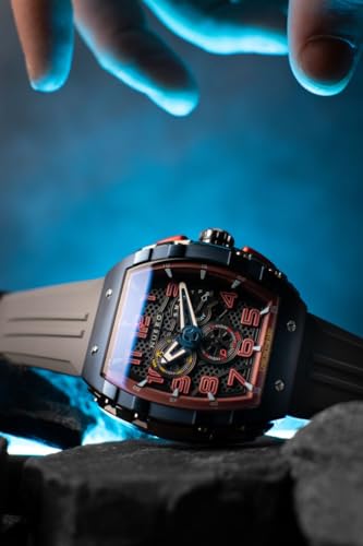 Image of Nubeo Men's 49mm Magellan Retrograde Chronograph Watch with Rubber Strap NB-6088