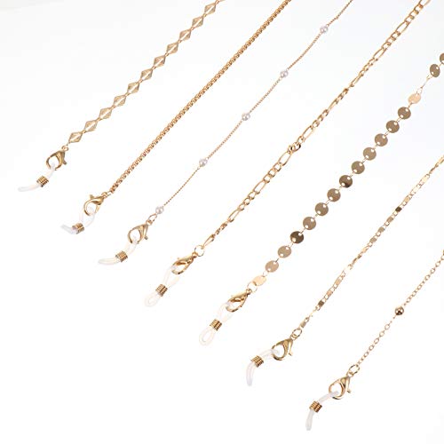 Hemoton Paquet de 7 Chaînes de Lunettes Chaîne de Lunettes Dorées Chaîne de Lunettes Collier de Chaîne de Lunettes Porte-Chaînes pour Femmes Filles Cover
