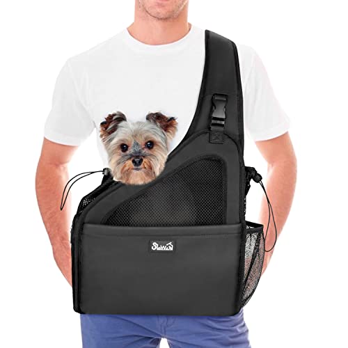 Nasjac Sac Transport pour Chien, Chiot Sac Bandoulière Voyage Fourre-Tout Sangle rembourrée réglable Maille Respirante Support de Porte Chien Ventral Avant...