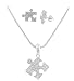 JOTW Silvertone Iced Out Puzzle Piece Necklace and Earrings Matching (B-1686 + E-407)