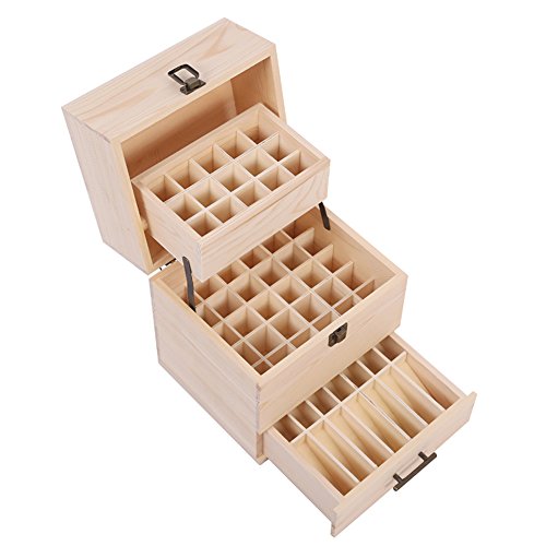 VolksRose Essential Oil Box, Wooden Multi-Tray Storage Organizer Holds 59 Bottles, 3 Tier Design #ob04
