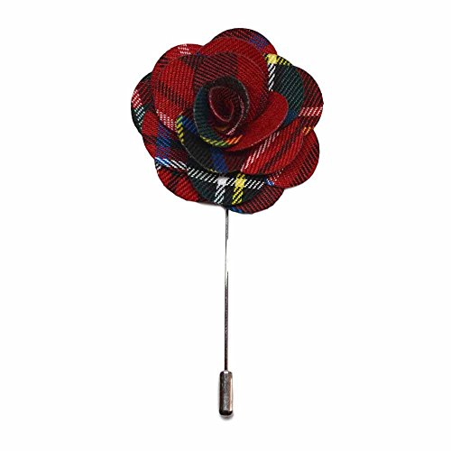 Red Tartan Handmade Flower Lapel Pin, Buttonhole, Corsage, Boutonniere Red Tartan Handmade Flower Lapel Pin, Buttonhole, Corsage, Boutonniere