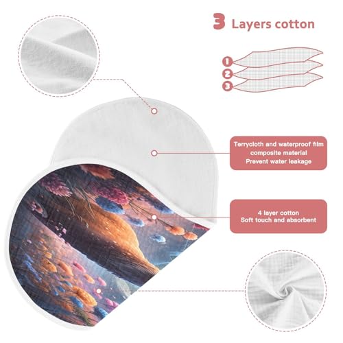 J JOYSAY Flowers Deer Moon Dark Baby Burp Cloths for Boys Girls Large 22''x11'' Cotton 4 Layer Baby Bibs for Newborn Unisex one sizex13