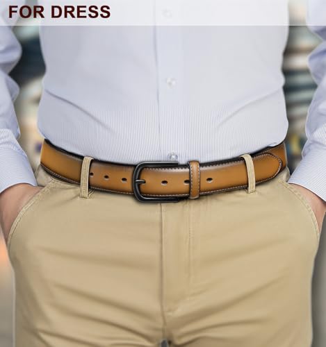 Men Belt-Classic Belt 7 Holes Comfortable for Men Dress Casual Jeans 1 3/8"4