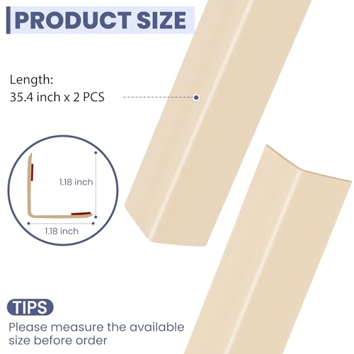 Image of 2PCS Wall Corner Protectors Guards - Self Adhesive Corner Protector & Corner Guards for Walls Edge Protection, Easy to Apply - No Tools Needed(Beige, 35.4 inchx1.18 inch)