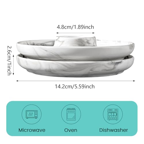 Image of Cinf Ceramic Egg Cup Set, 2 Holders with Spoons, Marble Breakfast Tray | egg serving set with ceramic cups and stainless steel spoons, stylish marble tray for boiled eggs